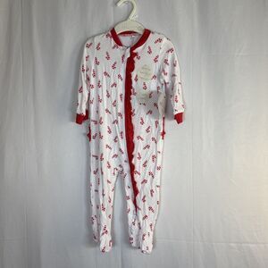 Milkberry 3-6 Month Baby Bamboo Sleeper Christmas Candy Canes Red Ruffle NWT